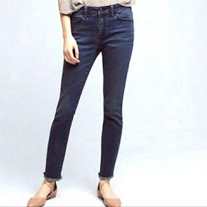Anthropologie Pilcro and the Letterpress Script Dark Wash Raw Hem Jeans 28